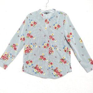 S.R. By Sweet Rain Blouse Top Women's Small Blue/Red Floral long sleeve